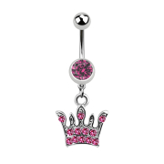 Banana silver with pendant crown pink