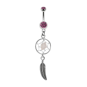 Banana silver with pendant dreamcatcher and feather pink