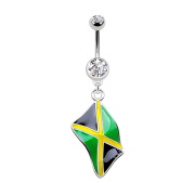 Banane argent avec pendentif drapeau Jamaïque