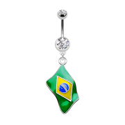 Banane argent avec pendentif drapeau Brésil