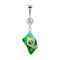 Banane argent avec pendentif drapeau Brésil