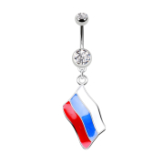 Banane argent avec pendentif drapeau Russie