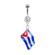 Banane argent avec pendentif drapeau Cuba