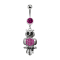 Banane argent avec pendentif hibou noir fuchsia