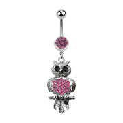Banana silver with pendant owl black and pink