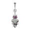 Banane argent avec pendentif hibou rose et argent