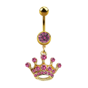 Gold-plated banana with pink crown pendant