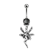 Banane silber mit Anhänger Fee schwarz