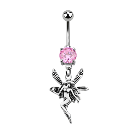 Banana silver with pink fairy pendant