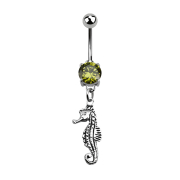 Banane argent avec pendentif hippocampe jaune