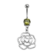 Banana in argento con ciondolo rosa oliva