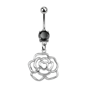 Banana argento con ciondolo rosa nero