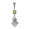 Banane argent avec pendentif hamsa jaune