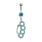 Banane argent avec pendentif poing américain aqua