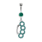 Banane argent avec pendentif poing américain turquoise