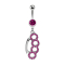 Banane argent avec pendentif anneau de frappe fuchsia