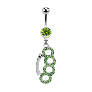 Banane argent avec pendentif poing américain vert...