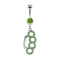 Banane argent avec pendentif poing américain vert clair