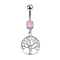 Banane argent avec pendentif arbre rose