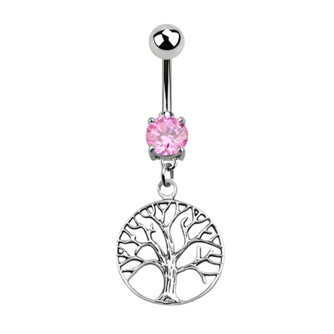 Banana silver with pendant tree pink