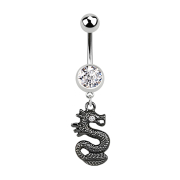 Banane argent avec pendentif dragon noir argenté