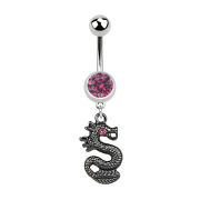 Banane argent avec pendentif dragon noir rose