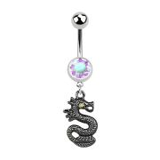 Banane argent avec pendentif dragon noir multicolore