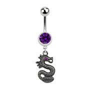 Banane argent avec pendentif dragon noir violet