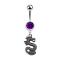Banane argent avec pendentif dragon noir violet