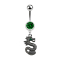 Banane argent avec pendentif dragon noir vert