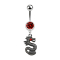 Banane argent avec pendentif dragon noir rouge