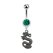 Banane argent avec pendentif dragon noir turquoise