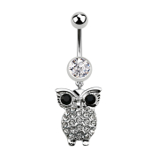 Banana silver with pendant owl and big eyes silver