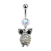 Banana silver with pendant owl and big eyes multicolor