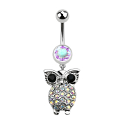 Banane argent avec pendentif hibou et grands yeux...