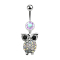 Banane argent avec pendentif hibou et grands yeux multicolores