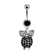 Banane argent avec pendentif hibou et grands yeux noirs