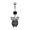 Banane argent avec pendentif hibou et grands yeux noirs