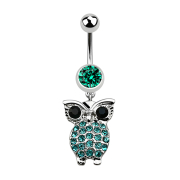 Banana silver with pendant owl and large turquoise eyes