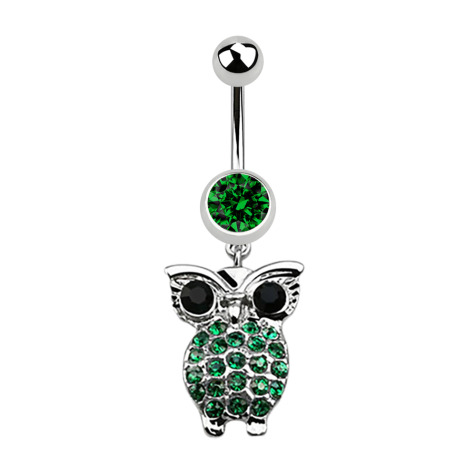 Banana silver with pendant owl and big eyes green