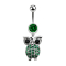 Banane argent avec pendentif hibou et grands yeux verts