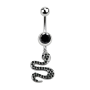Banane argent avec pendentif serpent noir