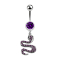 Banane argent avec pendentif serpent violet