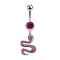 Banane argent avec pendentif serpent fuchsia