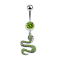 Banane argent avec pendentif serpent vert clair