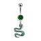 Banane argent avec pendentif serpent vert