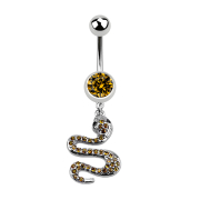 Banana silver with topaz snake pendant