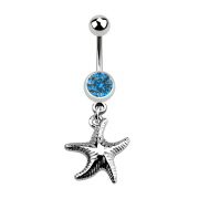 Banana silver with pendant starfish light blue