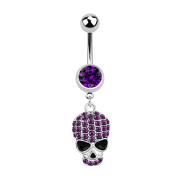 Banane argent avec pendentif crâne violet