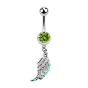 Banana silver with pendant wings and opal light green